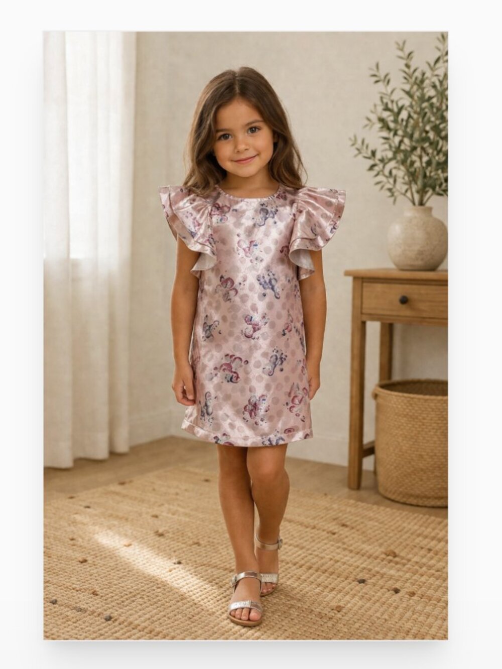The Marc Jacobs Dress Girls 5 Metallic Poodle Pattern Ruffle Sleeve Party Specia
